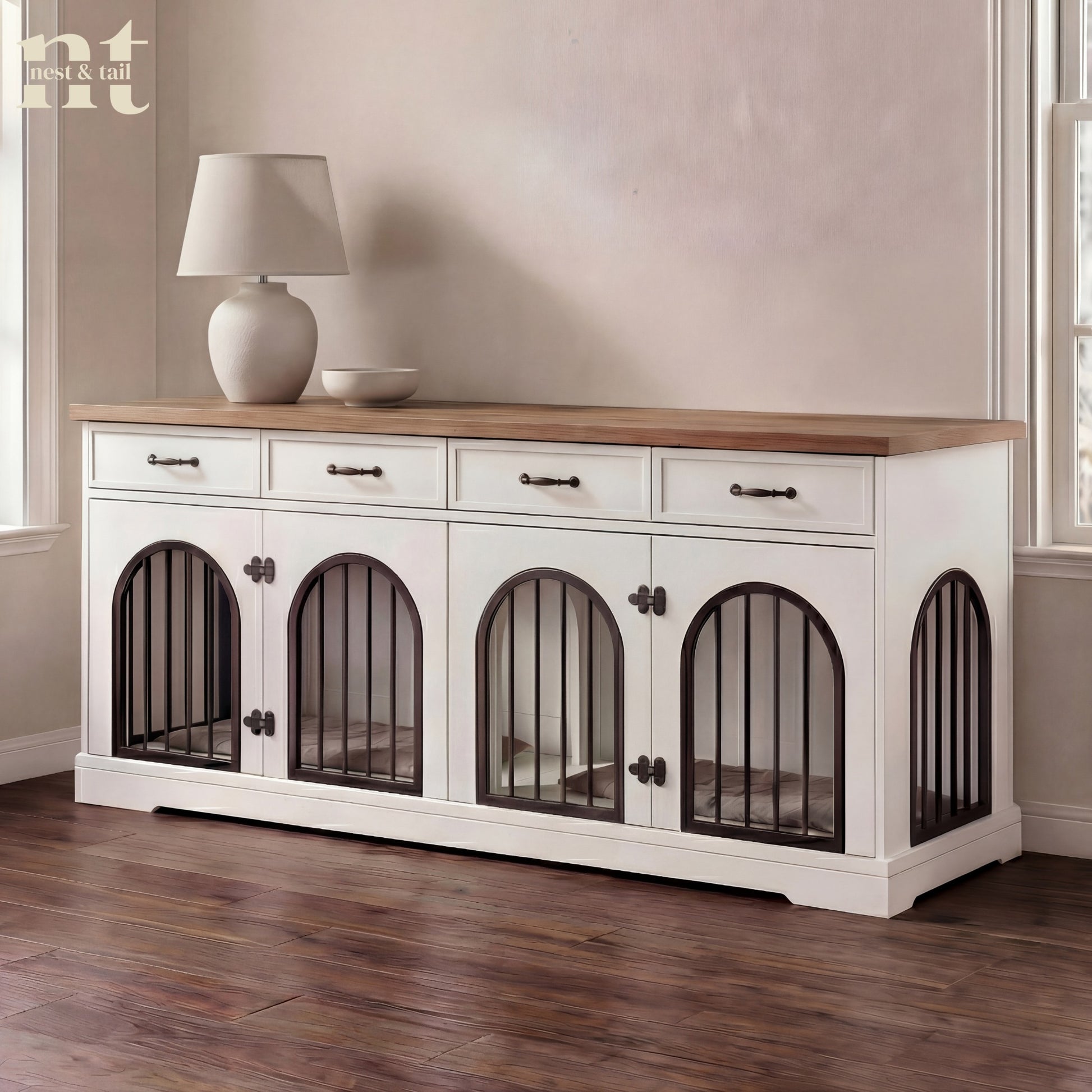 White Modern Dog furniture Crate